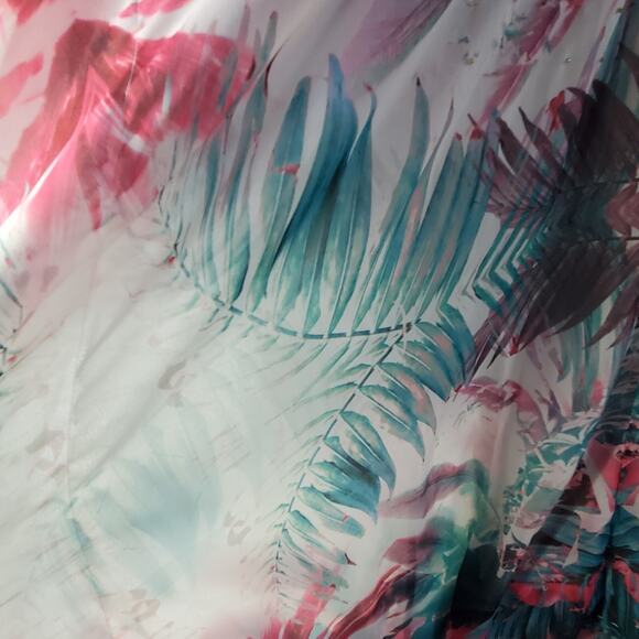 Jennifer Lopez Sheer Batwing Caftan Dress L/XL Slip Lined Tropical Boho Coverup - Picture 10 of 15